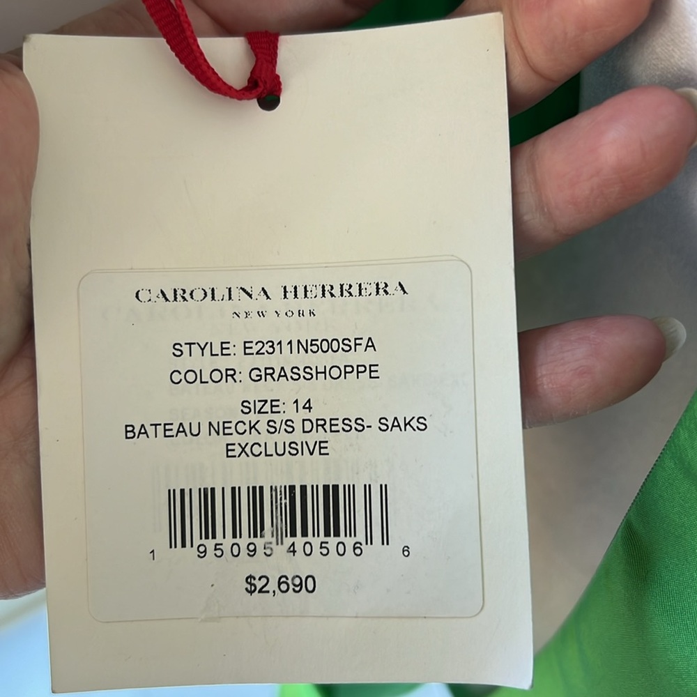 Carolina Herrera Chalet Bateau Neck Silk Faille Dress Size 14 NWT - Picture 5 of 10